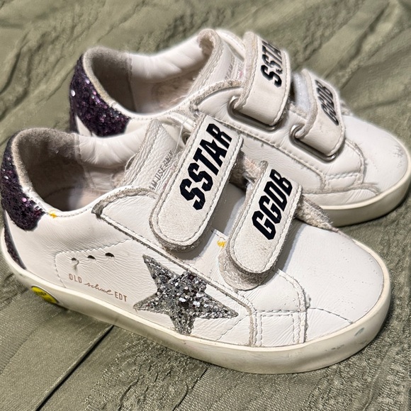 Golden Goose Kids White and Glitter Sneakers